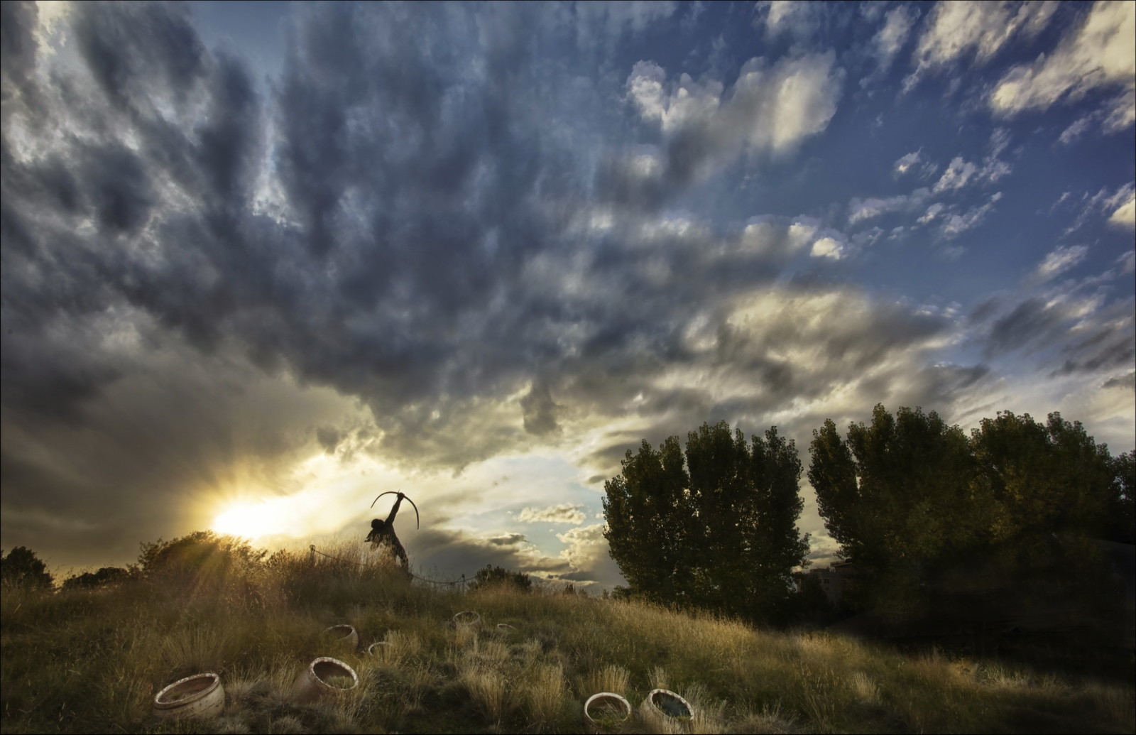 el cielo, puesta de sol, tirador