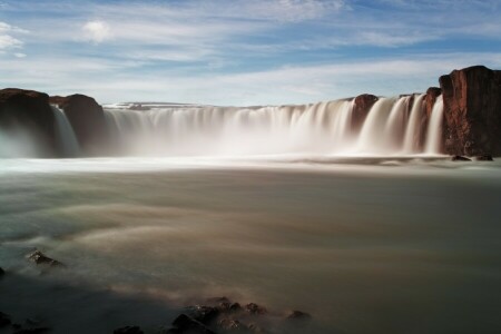 rivier-, rotsen, water, waterval