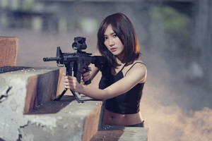 asian, girl, weapons