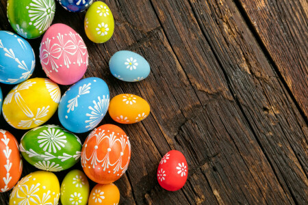 colorful, decoration, Easter, eggs, happy, wood