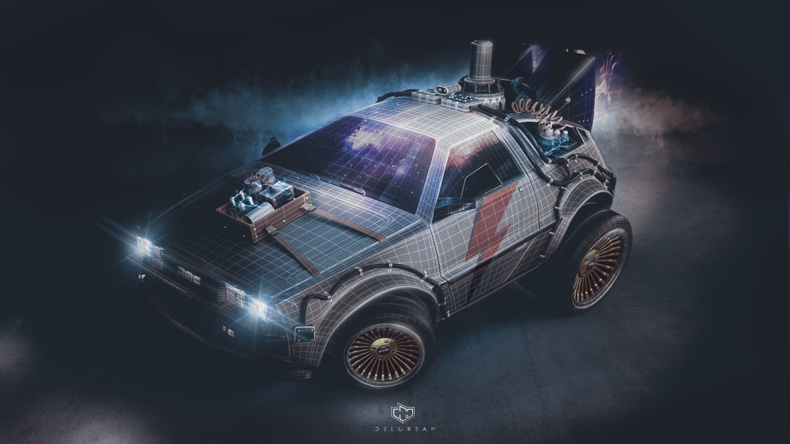 taide, Kuljetus ja ajoneuvot, synth, Retrowave, Synthwave, Paluu tulevaisuuteen, DeLorean, fanart