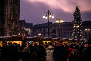 Milan, Milano, Piazza Duomo, Noel ağacı, şehir, ağaç