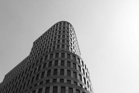 black and white, the building, WINDOWS