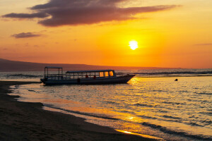 bateau, paysage, mer, rive