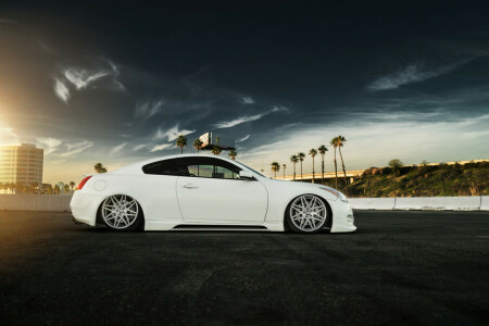 voiture, g37, Infiniti, Faible, Position, réglage, blanc