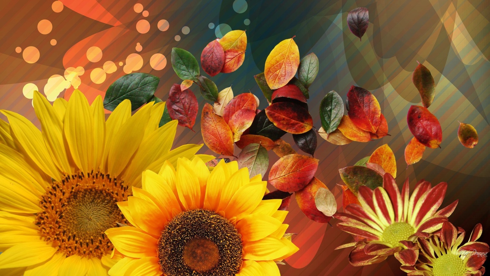 Herbst, Blumen, Blätter, Collage