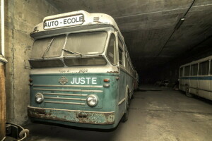 Contexte, autobus, Garage