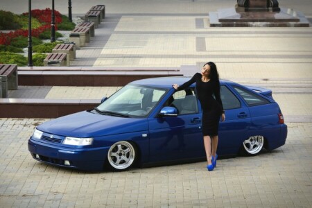 2112, area, girl, heels, Lada, VAZ