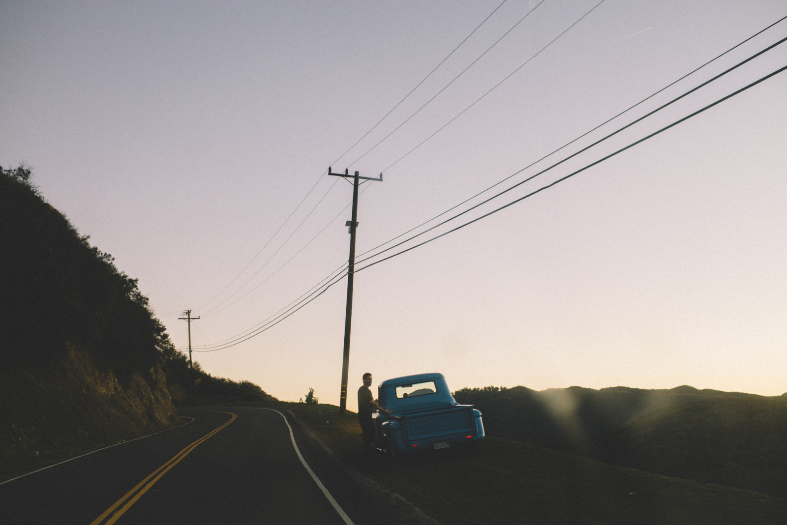 the sky, road, twilight, male, Pick Up