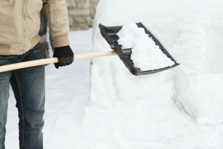 handschoenen, Mens, sneeuw, sneeuwschep, winter