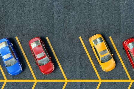 cars, Parking, pavement, yellow lines