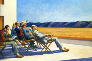 Edward Hopper, genere, montagne, persone, Persone al sole, immagine, restare