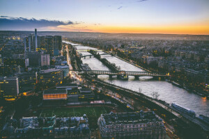 Francia, París, el edificio, la ciudad, la noche, el cielo