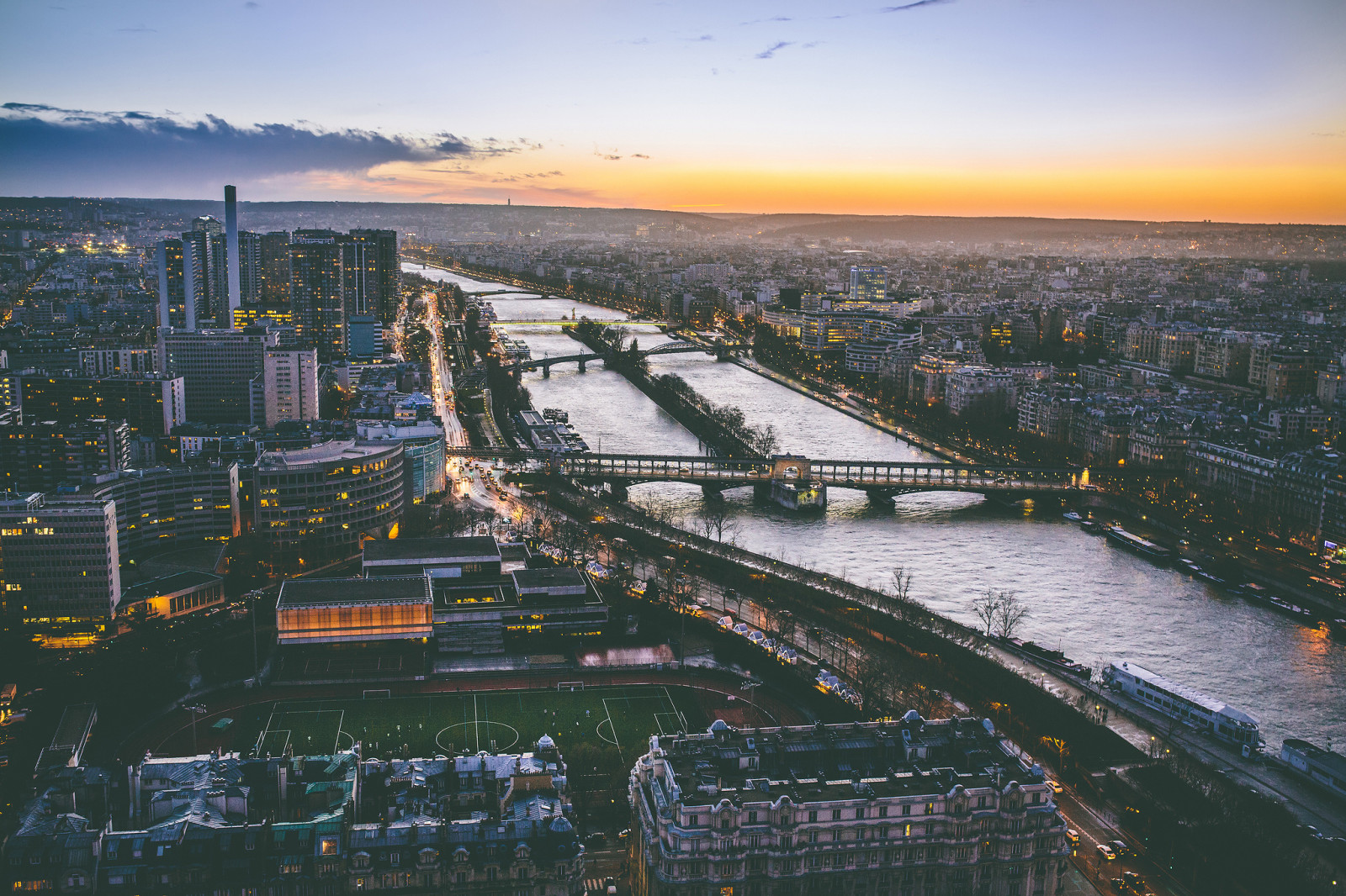 himlen, byen, bygningen, aftenen, Frankrig, Paris