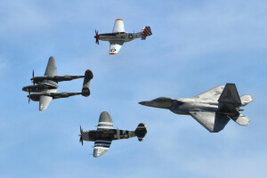 F-22 Raptor, Flug, Blitz, Mustang, P-38, P-51, P47, Blitz