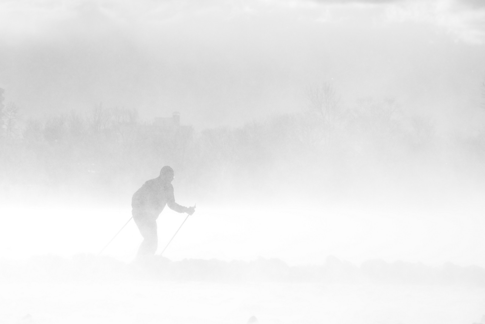 vinter-, människor, dimma