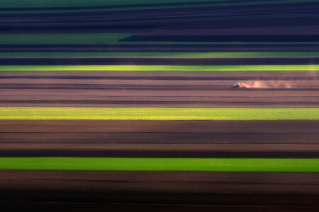 campo, Italia, primavera, trattore, Umbria