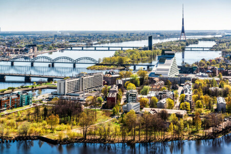 abril, Letonia, Riga, primavera, la ciudad