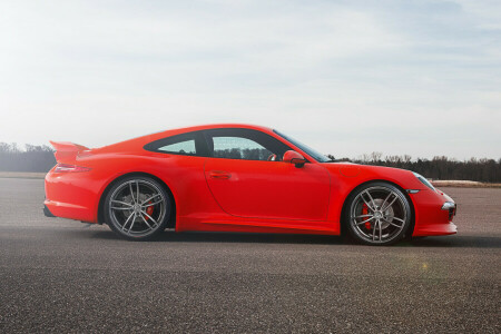 2012, 911, Carrera, Carrera S, coupe, Porsche, czerwony, TechArt