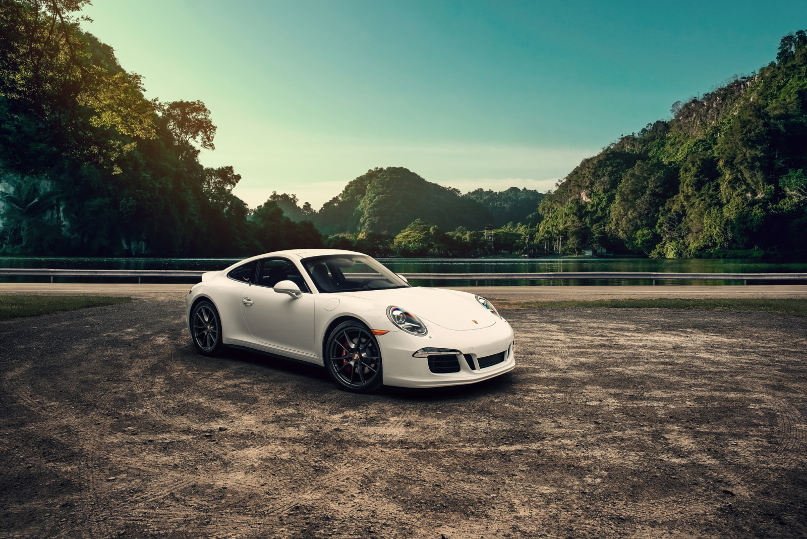 supercar, paysage, montagnes, blanc, Porsche, 911, Carrera