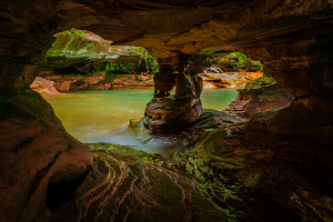 river, rocks, the grotto, water