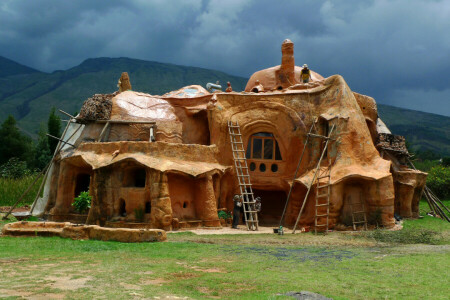 Bogota, Colombie, construction, conception, clairière, maison, montagnes