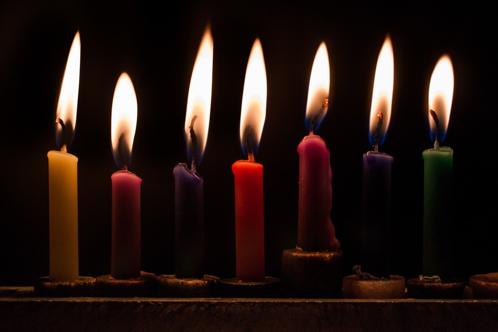 macro, candles, Hanukkah Lights