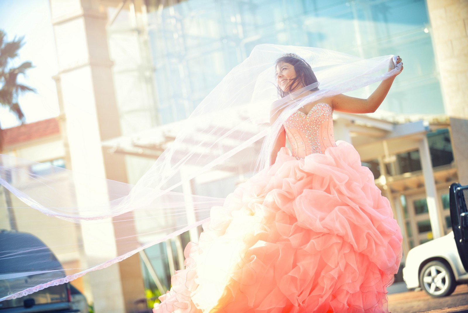 estado animico, niña, vestir, la novia, velo, vestido de novia