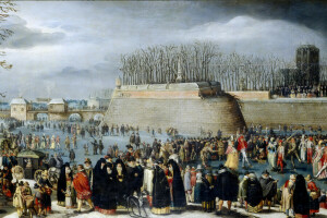 Denis Van Alsloot, Ice Carnival in Antwerp, landscape, people, picture, winter