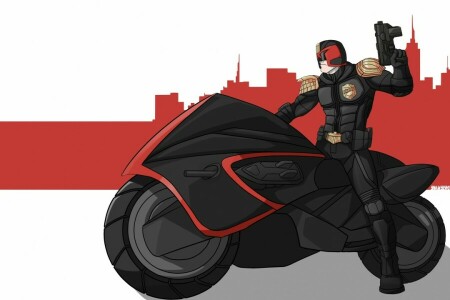 kunst, cykel, Fiktion, pistol, hjelm, Dommer Dredd, Dommer Joseph Dredd