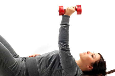 dumbbell, fitness, girl, pose