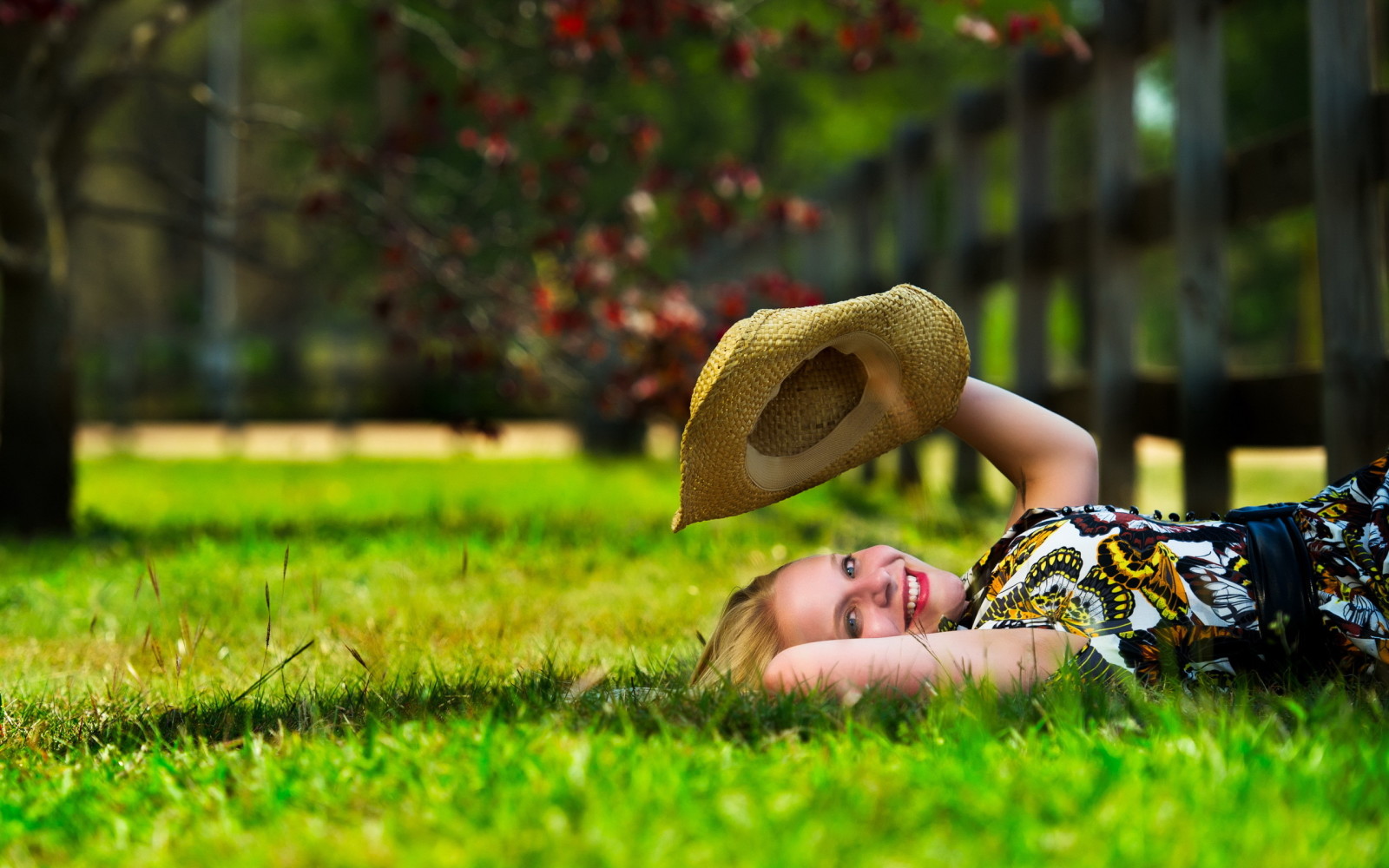 ambiance, été, fille, chapeau