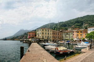 kust, Italië, foto, pier, doorboren, de stad