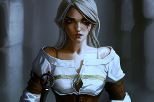 arte, Ciri, ragazza, witcher