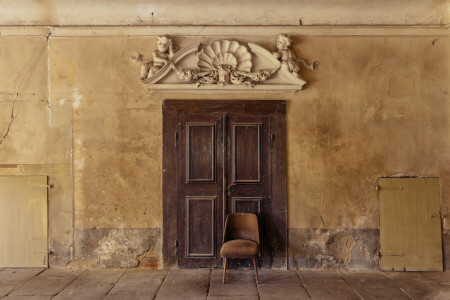 chaise, porte, mur