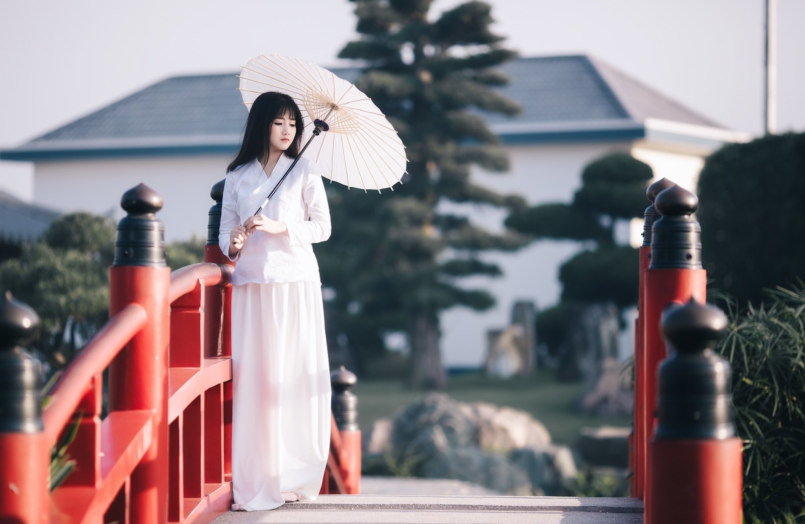 girl, umbrella, asian