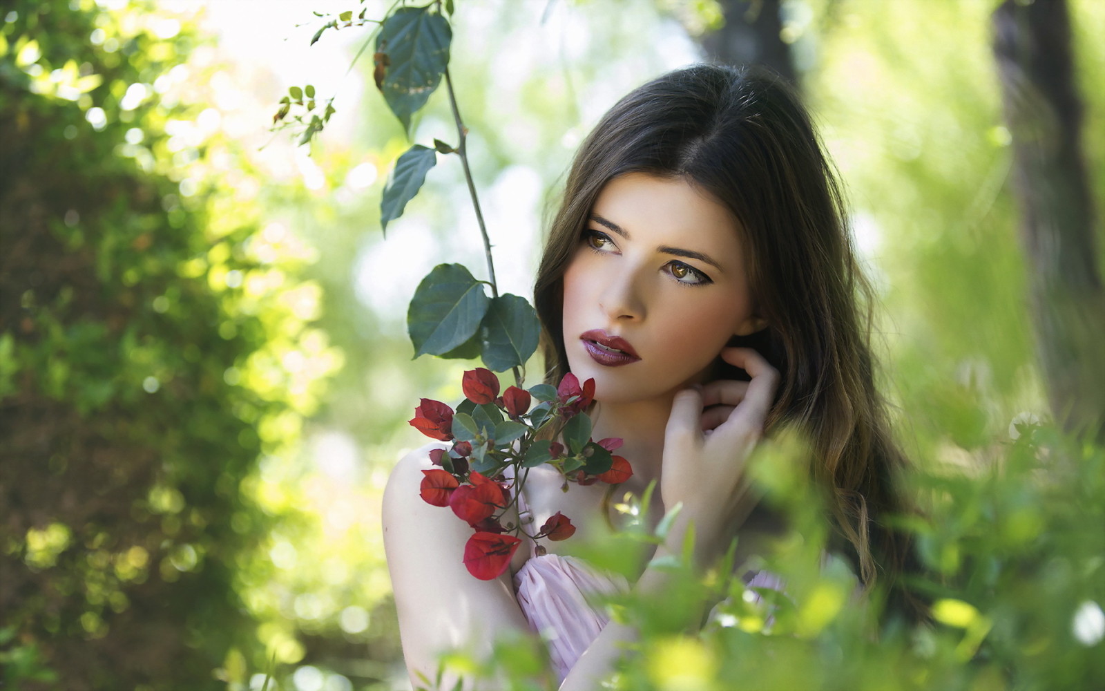 natureza, menina, flores