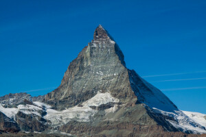 Alpes, Matterhorn, Montaña, nieve, Suiza, el cielo