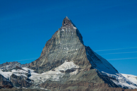 Alpes, Matterhorn, Montaña, nieve, Suiza, el cielo