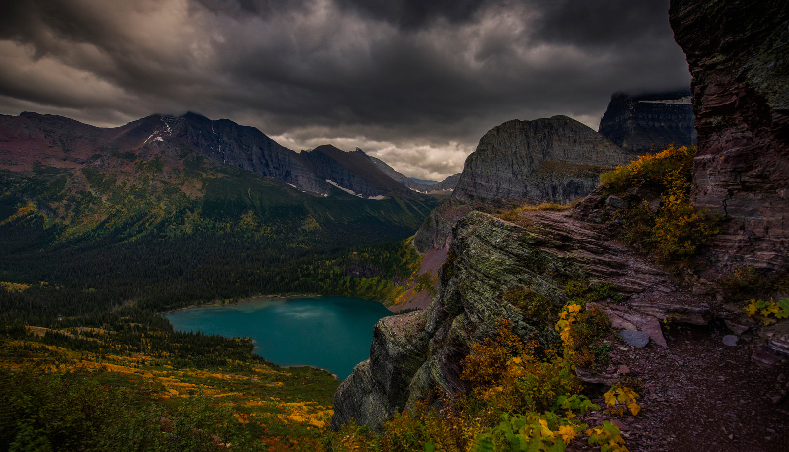 il cielo, lago, nuvole, montagne, rocce