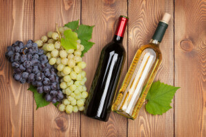 bottle, Drinks, food, grapes, photo, two, wine