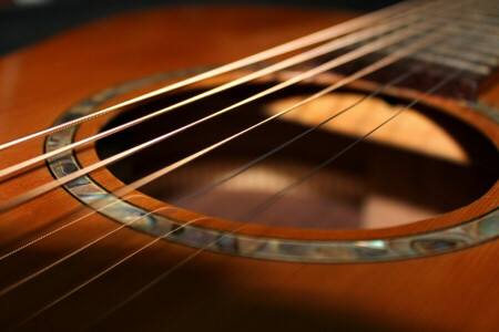 chitarra, macro, Musica