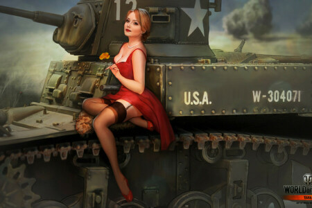 BigWorld, girl, Nikita Bolyakov, stockings, tank, tanks, Wargaming.net, WORLD OF TANKS