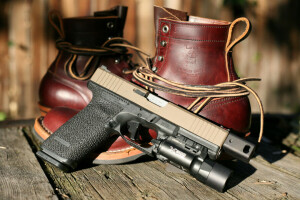 Glock, geweer, schoenen, wapens