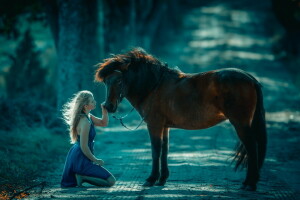 niña, caballo, estado animico, la carretera