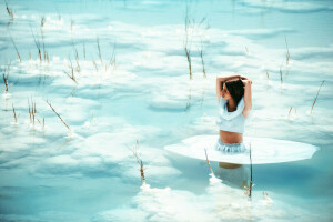 dead sea, girl, salt, sea