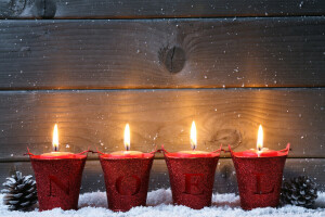 bougie, Noël, décoration, lanterne, lumière, Joyeux, Nouvel An, neige