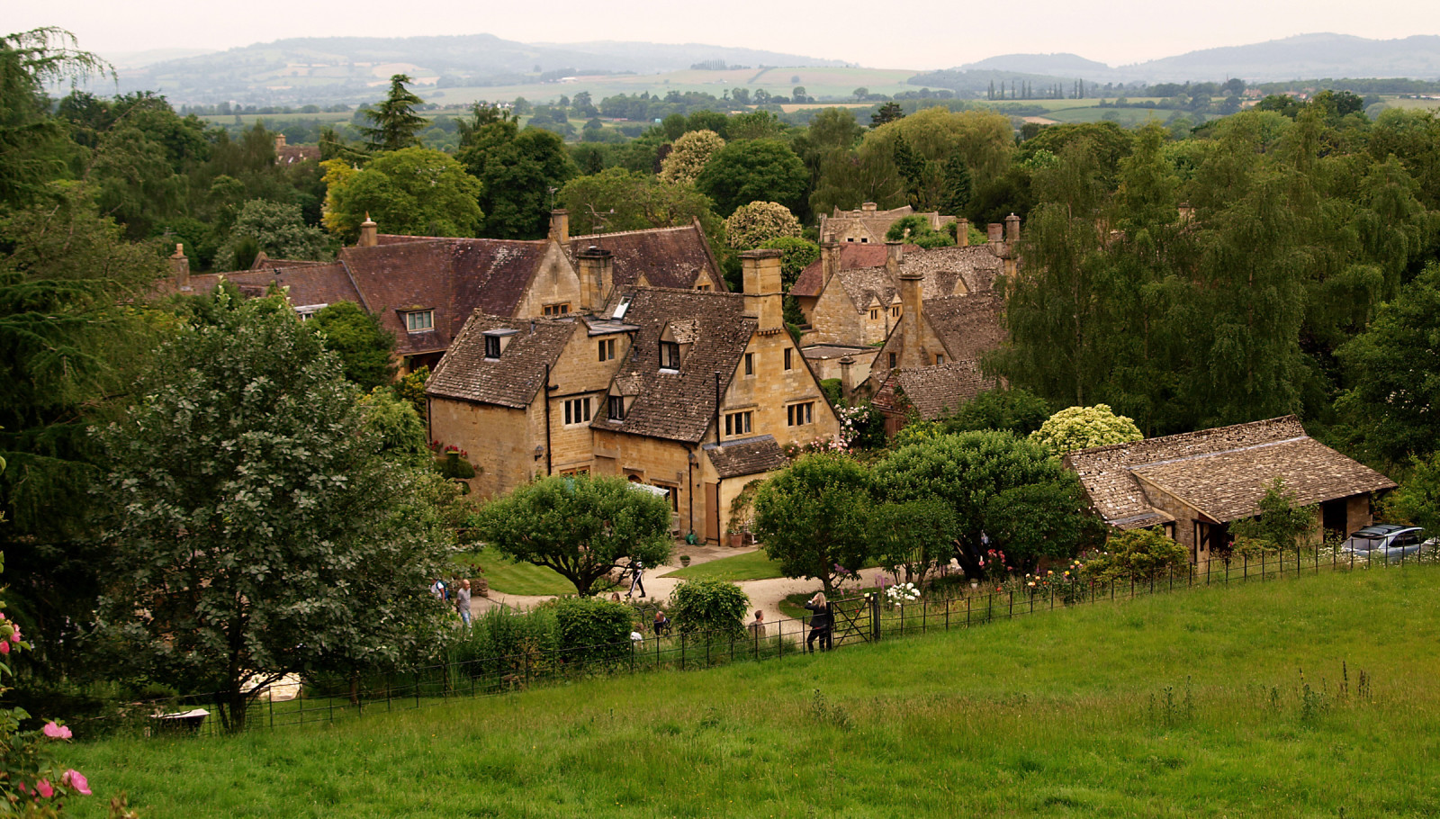 gras, de stad, bomen, huis, foto, Engeland, UK, Tewkesbury