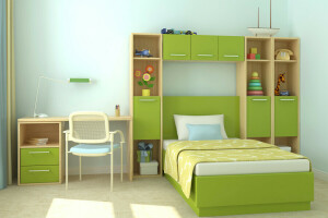 cama, sillas, para niños, diseño, interior, foto