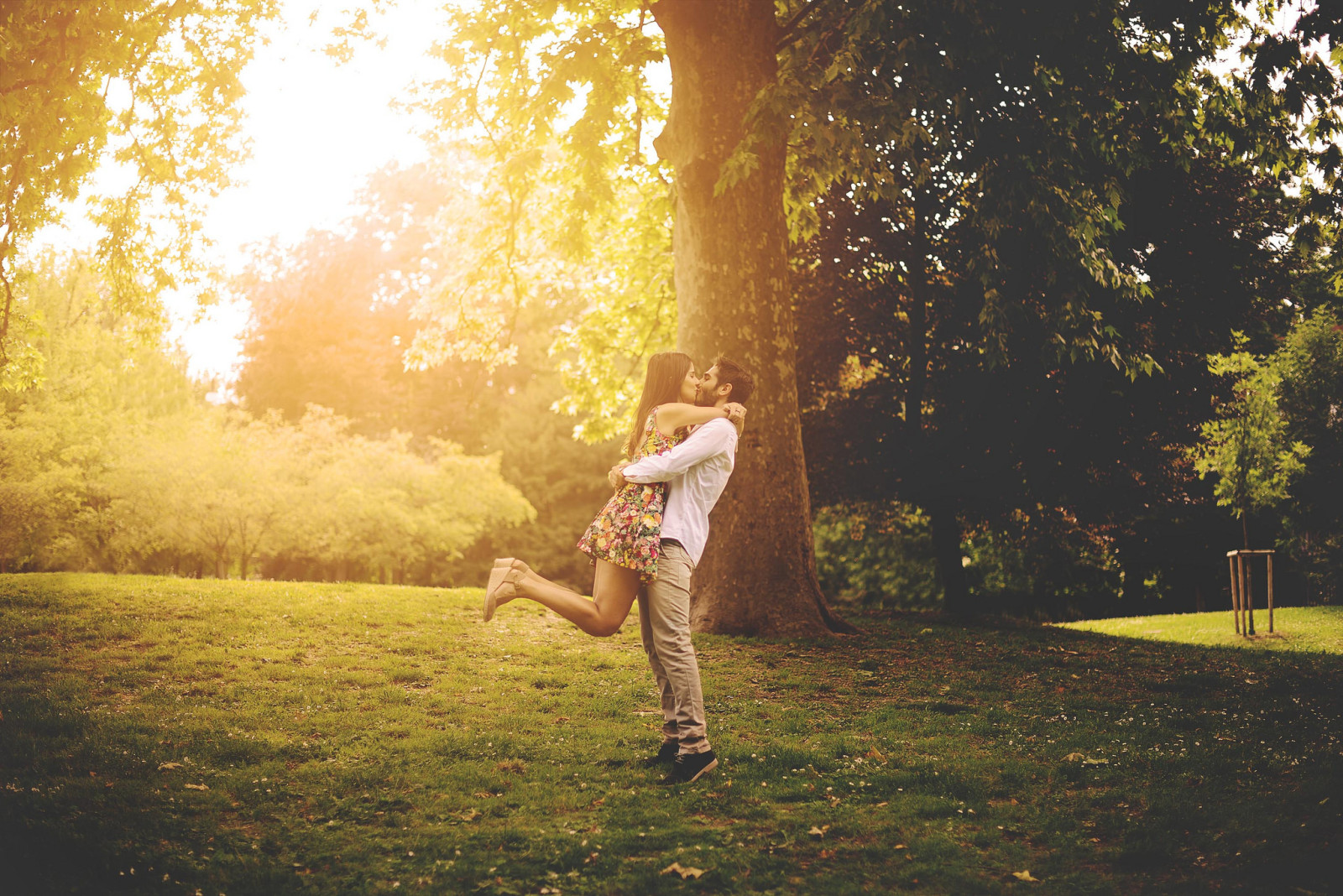 Park, girl, lovers, guy, feelings